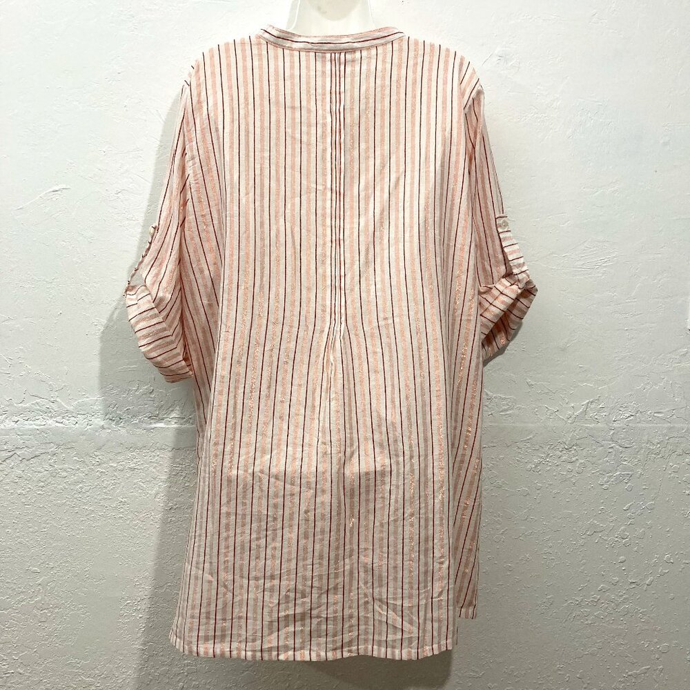 NWT Club Z Collection Long Roll Tab Sleeve Button Up Shirt Cover Up Tunic 2X - Picture 2 of 14